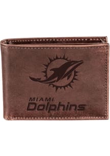 Miami Dolphins Leather Mens Bifold Wallet
