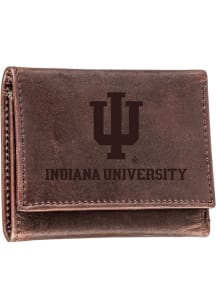 Leather Indiana Hoosiers Mens Trifold Wallet - Brown