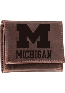 Michigan Wolverines Leather Mens Trifold Wallet