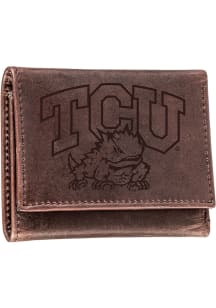 TCU Horned Frogs Leather Mens Trifold Wallet