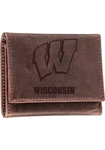 Wisconsin Badgers Leather Mens Trifold Wallet