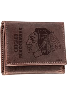 Chicago Blackhawks Leather Mens Trifold Wallet