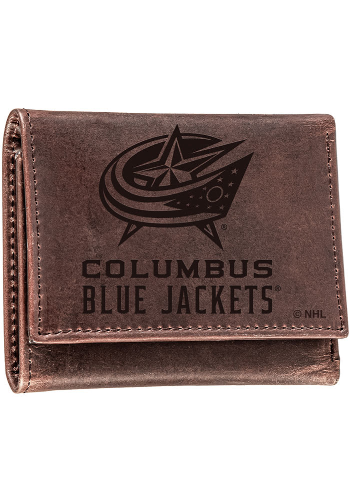 Columbus Blue Jackets Leather Mens Trifold Wallet