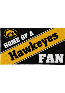 Black Iowa Hawkeyes Home of a Fan Door Mat