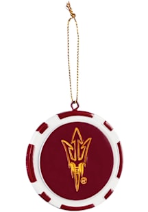 Arizona State Sun Devils Poker Chip Ornament Ornament - Maroon