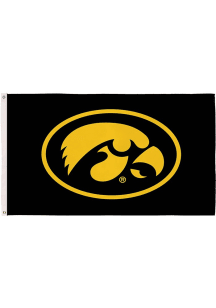 Iowa Hawkeyes 3x5 Team Logo Black Silk Screen Grommet Flag