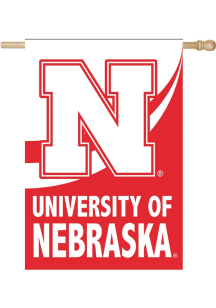 Red Nebraska Cornhuskers Burlap Banner