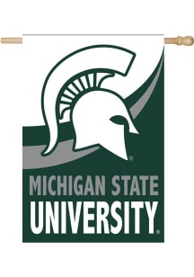 Green Michigan State Spartans Burlap Banner