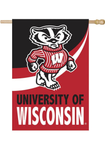 Cardinal Wisconsin Badgers Burlap Banner