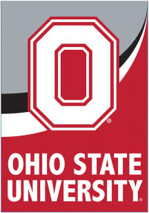 Red Ohio State Buckeyes Burlap Garden Flag