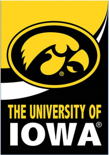 Black Iowa Hawkeyes Burlap Garden Flag