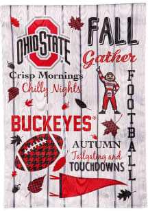 Red Ohio State Buckeyes Fall Theme Garden Flag