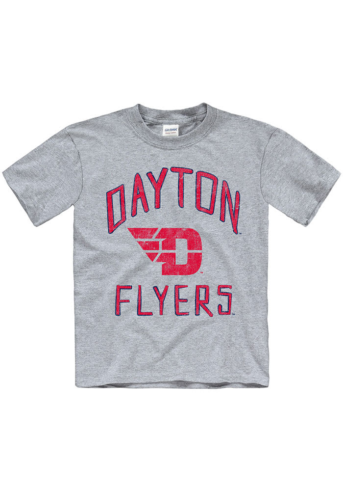 Dayton Flyers Youth Grey Loose Text Short Sleeve T-Shirt