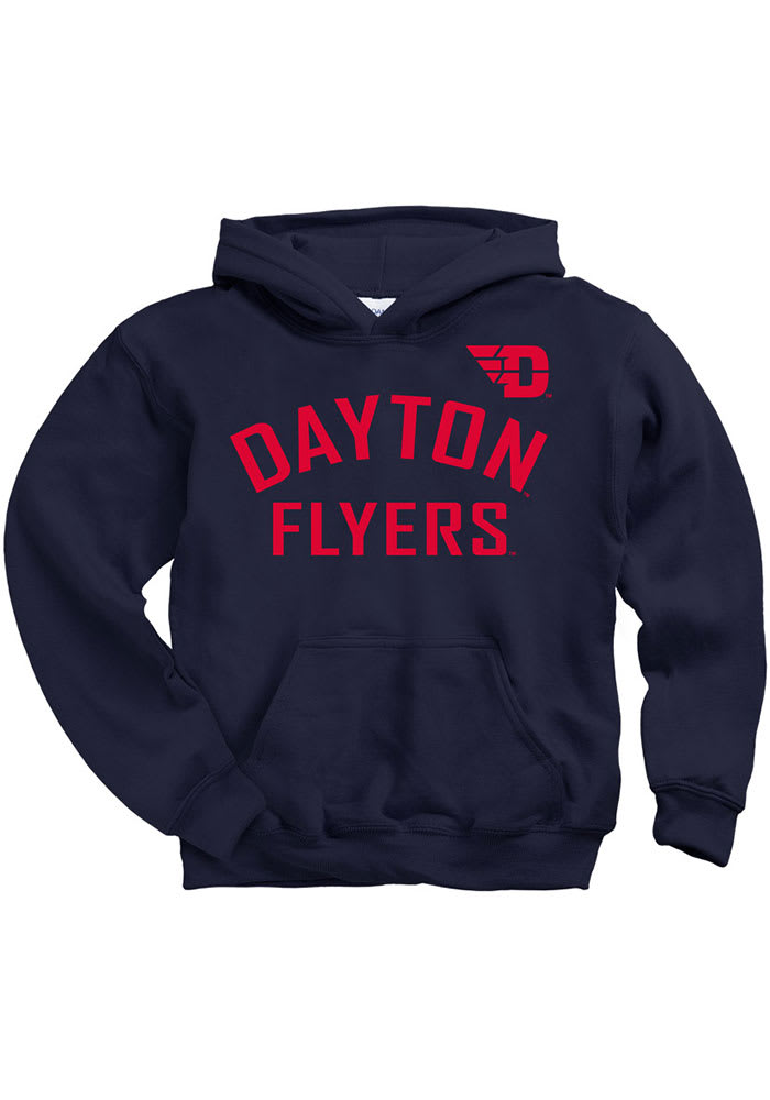 Dayton Flyers Youth Navy Blue Mesh Arch Long Sleeve Hoodie