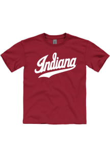 Youth Cardinal Indiana Hoosiers Bold Logo Front and Back Short Sleeve T-Shirt