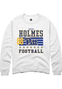 Justin Holmes Rally Mens White Pitt Panthers NIL Striped Player Crew