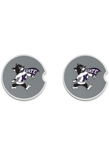 White K-State Wildcats Mascot Set of 2 Car Coaster