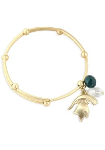 Matte Gold Michigan State Spartans Womens Bracelet - Green
