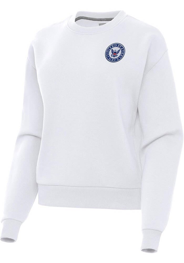 Navy Antigua Crew Sweatshirt Womens White Victory Long