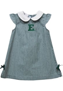 Vive La Fete Eastern Michigan Eagles Baby Girls Green Gingham Short Sleeve Dress