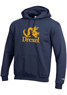 Champion Drexel Dragons Mens Navy Blue Versa Twill Academic Dragon Long Sleeve Hoodie