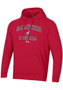 Under Armour Samford University Bulldogs Mens Red Football Football Rival Long Sleeve Hoodie