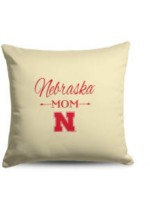 White Cornhuskers Mom 18x18 Throw Pillow
