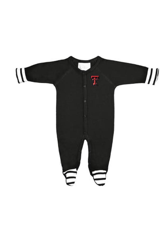 Texas Tech Red Raiders Baby Black Stripe Loungewear One Piece Pajamas