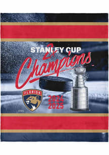 Florida Panthers 2025 Stanley Cup Champions Silk Touch Fleece Blanket - Navy Blue