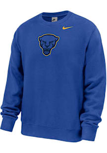 Nike Pitt Panthers Mens Blue Club Fleece Long Sleeve Crew Sweatshirt