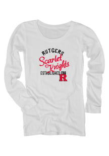 Rutgers Juniors White Pressed Long Sleeve Scoop Neck