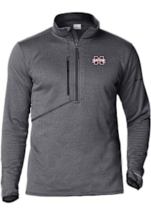 Columbia Mississippi State Bulldogs Mens Black Heat Seal Park View Fleece Long Sleeve Qtr Zip Pull..