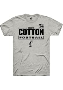 Joseph Cotton Rally Mens Ash Cincinnati Bearcats NIL Stacked Box Player T Shirt