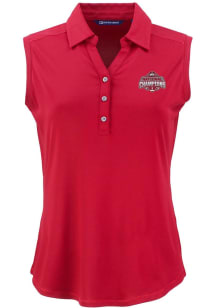 Womens Ohio State Buckeyes Red Cutter and Buck 2024 Football National Champion Forge Eco Polo Sh..