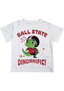 Vive La Fete Ball State Cardinals Youth White Dino-Riffic Short Sleeve T-Shirt