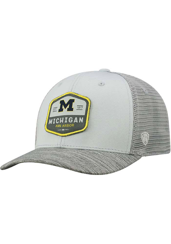 Top of the World Michigan Wolverines Mens Grey Hyjak Flex Hat