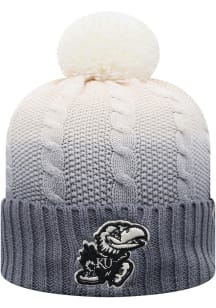Top of the World Kansas Jayhawks Grey Dissolve Fade Cuff Pom Womens Knit Hat
