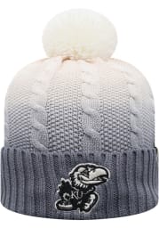 Kansas Jayhawks Grey Dissolve Fade Cuff Pom Mens Knit Hat