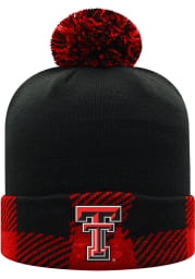 Top of the World Texas Tech Red Raiders Black Bunyan Reversible Cuff Pom Mens Knit Hat