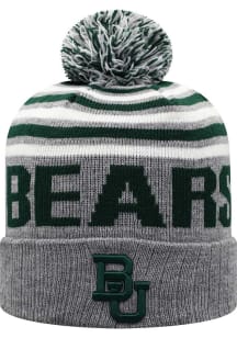 Top of the World Baylor Bears Grey Ensuing Cuff Pom Mens Knit Hat