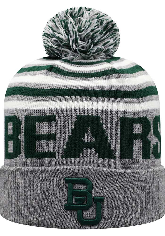 Baylor Bears Grey Ensuing Cuff Pom Mens Knit Hat