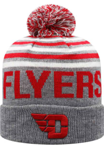 Top of the World Dayton Flyers Grey Ensuing Cuff Pom Mens Knit Hat