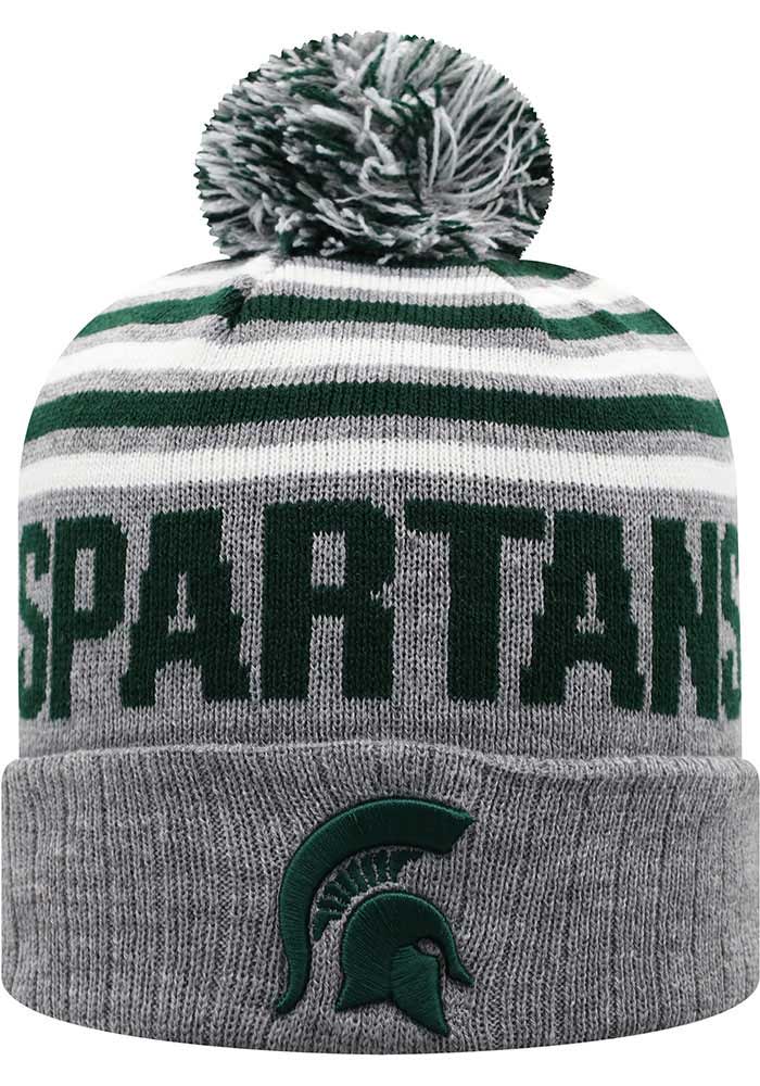 Michigan State Spartans Grey Ensuing Cuff Pom Mens Knit Hat