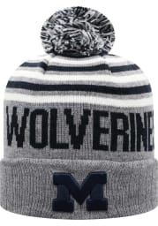 Michigan Wolverines Grey Ensuing Cuff Pom Mens Knit Hat