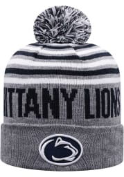 Penn State Nittany Lions Grey Ensuing Cuff Pom Mens Knit Hat