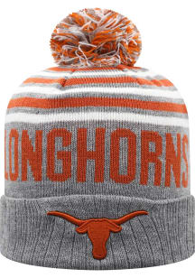 Top of the World Texas Longhorns Grey Ensuing Cuff Pom Mens Knit Hat