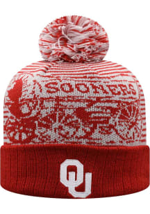 Top of the World Oklahoma Sooners Crimson Lineup Cuff Pom Mens Knit Hat