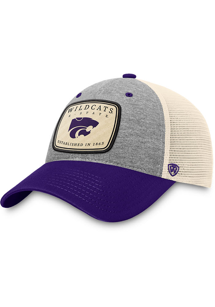 K-State Wildcats Chev Meshback Adjustable Hat - Grey