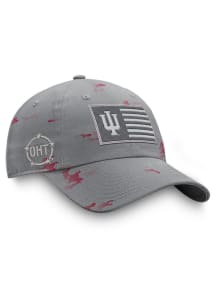 Indiana Hoosiers OHT Flag Patch Tonal Camo Adjustable Hat - Grey