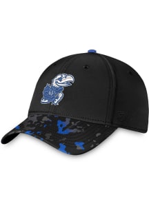 Top of the World Kansas Jayhawks Mens Black OHT Tonal Camo One-Fit Flex Hat